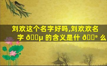 刘欢这个名字好吗,刘欢欢名字 🐵 的含义是什 💮 么